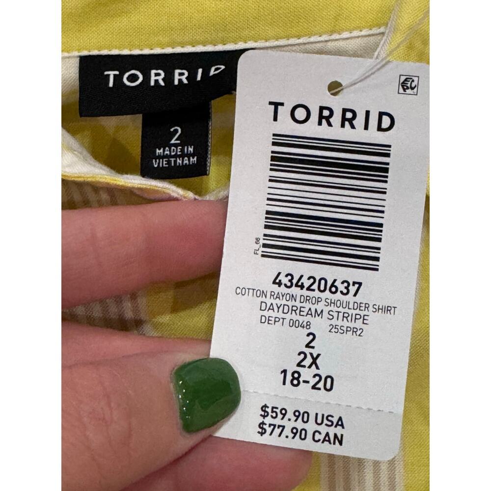Torrid Drop Shoulder Button Down Long Sleeve Yell… - image 6